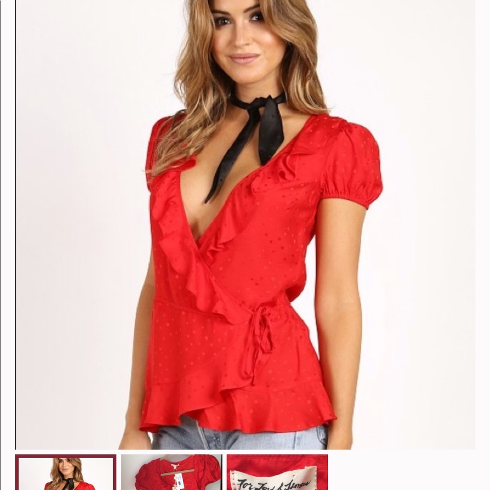 For Love and Lemons silk wrap top M